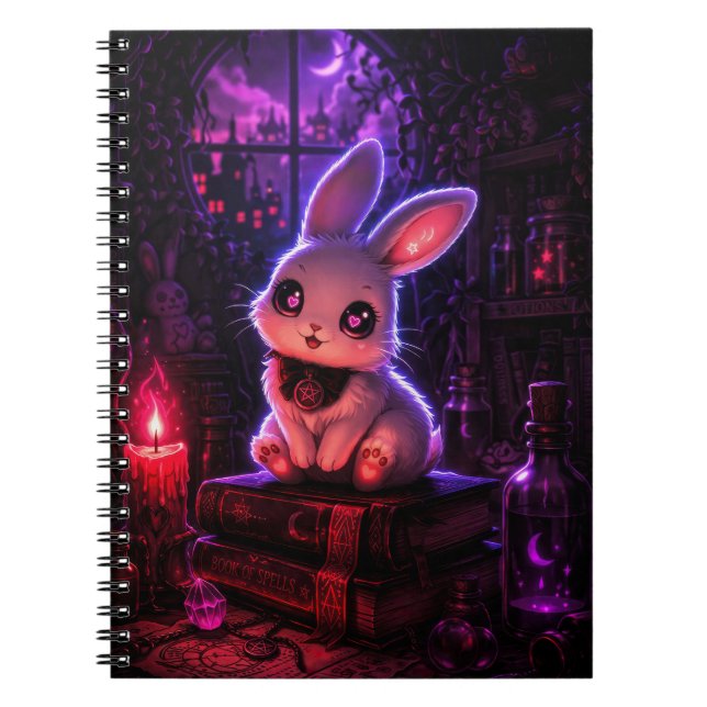 Caderno Espiral Coelho Kawaii Gótico Bunny (Frente)