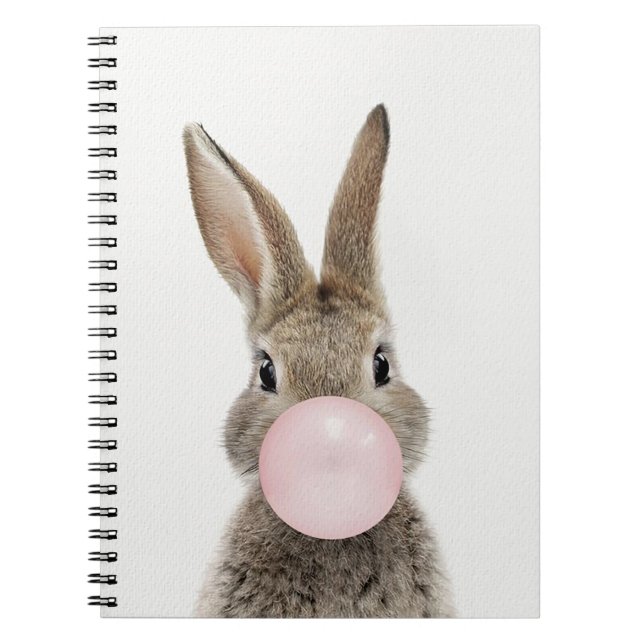 Caderno Espiral Coelho soprando chiclete rosa (Frente)
