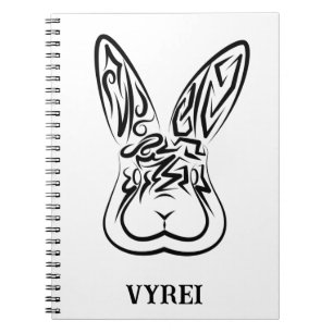 Caderno Espiral Coelho Tribal Negro e Branco