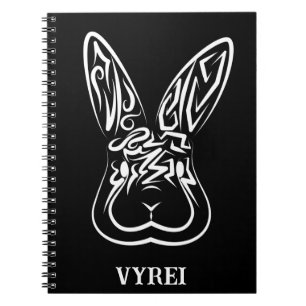 Caderno Espiral Coelho Tribal Negro e Branco