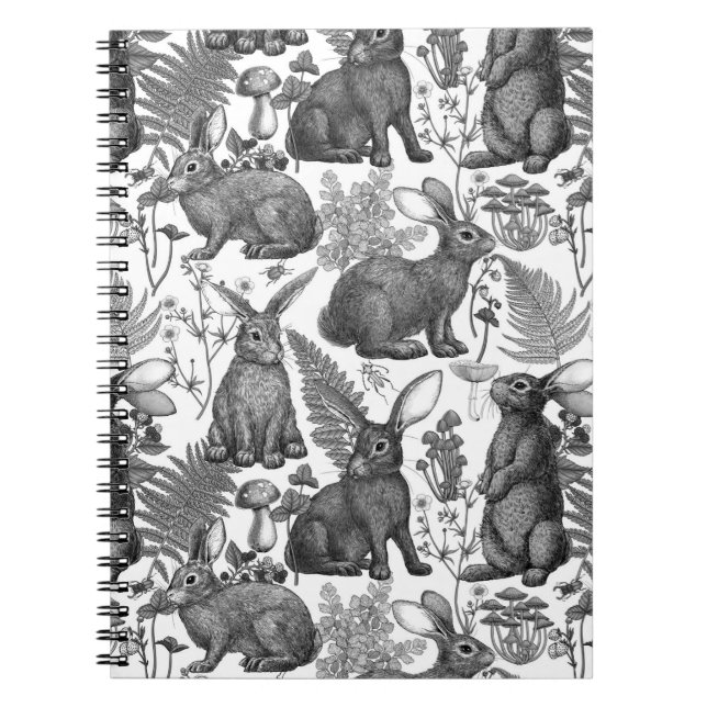 Caderno Espiral Coelhos e flora florestal 2 Notebook (Frente)