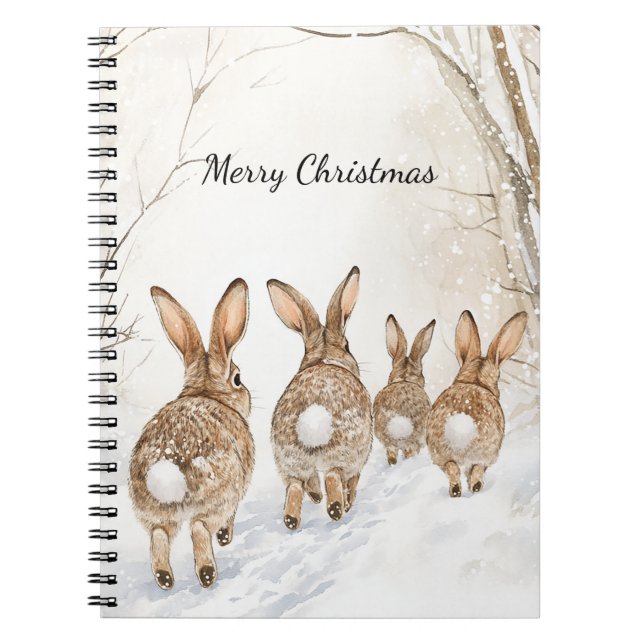 Caderno Espiral Coelhos Madeira Natal de Natal (Frente)