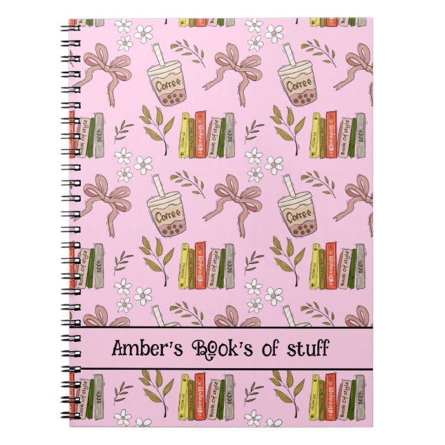 Caderno Espiral Coffee and Books Pattern Notebook | Cozy Reader  (Frente)