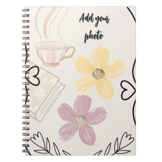 Caderno Espiral Coffee & Flowers Spiral Notebook for Book Lovers
