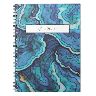 Caderno Espiral cogumelo-do-impressão azul-turco