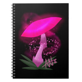 Caderno Espiral Cogumelo Rosa bonito