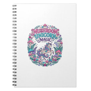 Caderno Espiral Cogumelo Unicórnio Magia Unicórnio Colorido Arte P