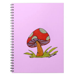 Caderno Espiral Cogumelo Vermelho com fundo roxo
