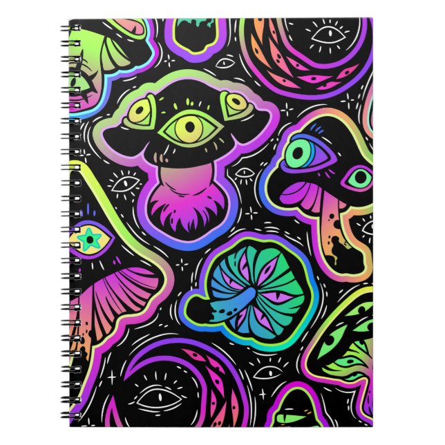 Caderno Espiral Cogumelos Trippy (Frente)