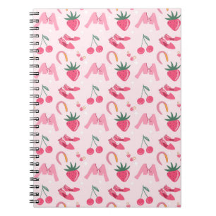 Caderno Espiral Coisas Fofas Desenhadas à Mão Sem Costura Padrão