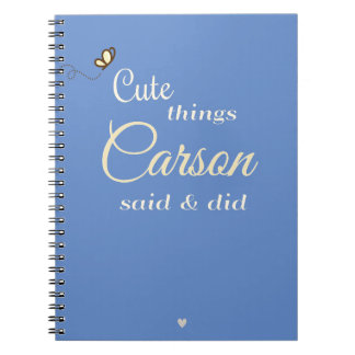Caderno Espiral "Coisas fofas que meu filho disse" Presente Person
