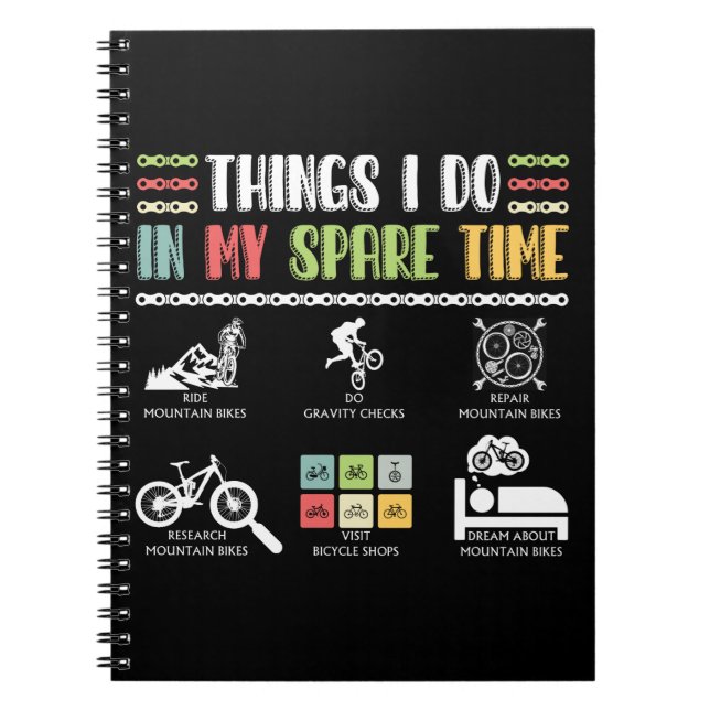 Caderno Espiral Coisas Que Faço No Meu Tempo Livre - MTB Mountain  (Frente)
