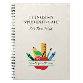 Caderno Espiral Coisas que Meus Alunos Disseram Professor Engraçad
