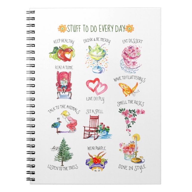 Caderno Espiral Coisas Whimsical para fazer todos os dias (Frente)
