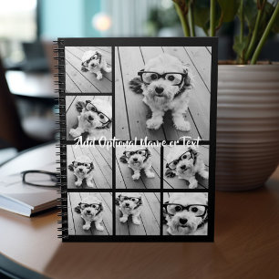 Caderno Espiral Colagem ao Quadrado de Fotos Preto 9 - com branco