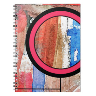 Caderno Espiral colagem da arte abstracta, meios mistos e aguarela