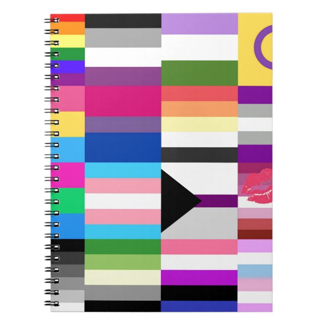 Caderno Espiral Colagem da bandeira do orgulho de LGBT (Frente)