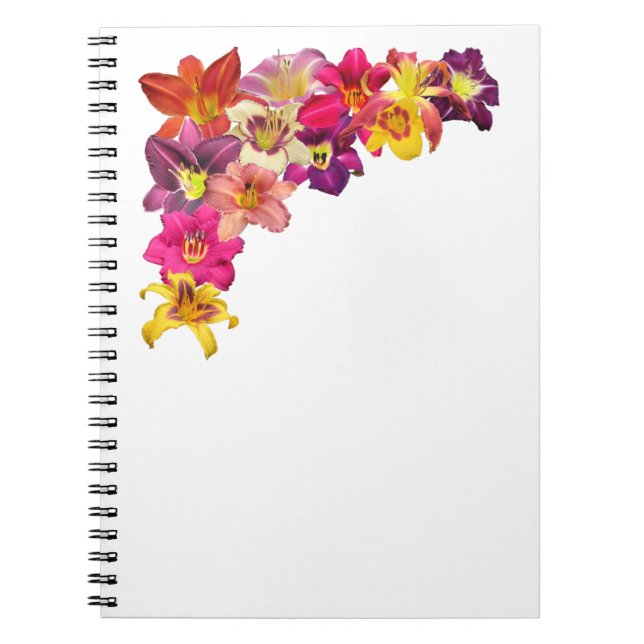 Caderno Espiral Colagem de canto do hemerocallis (Frente)