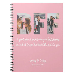 Caderno Espiral Colagem de Fotografias BFF Melhor Amigo para sempr