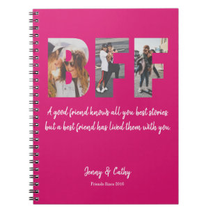 Caderno Espiral Colagem de Fotos BFF Melhor Amigo para o Magenta R