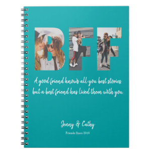 Caderno Espiral Colagem de Fotos BFF Melhor Amigo para o Teal Gree
