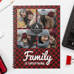 Caderno Espiral Colagem de Fotos da Família Lumberjack, Xadrez de<br><div class="desc">Carregue suas fotos favoritas para fazer seu próprio presente personalizado de fotos.</div>