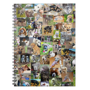 Caderno Espiral Colagem de Fotos de Cachorros,
