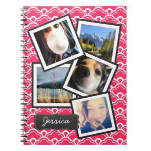 Caderno Espiral Colagem de Fotos do Instagram Divertido PINK