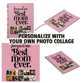 Caderno Espiral Colagem de Fotos Melhor Mãe de Sempre Tipografia R