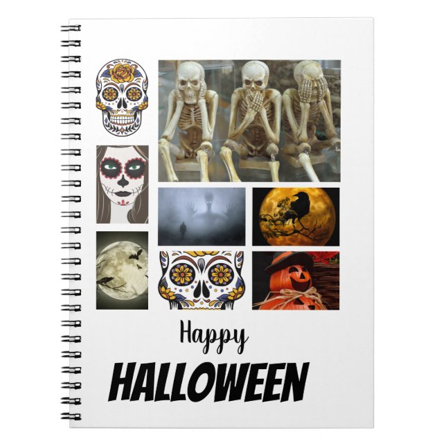 Caderno Espiral Colagem de Fotos Personalizada do Halloween 8 (Frente)