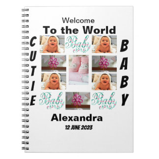 Caderno Espiral Colagem de Fotos Personalizada do New Baby 11