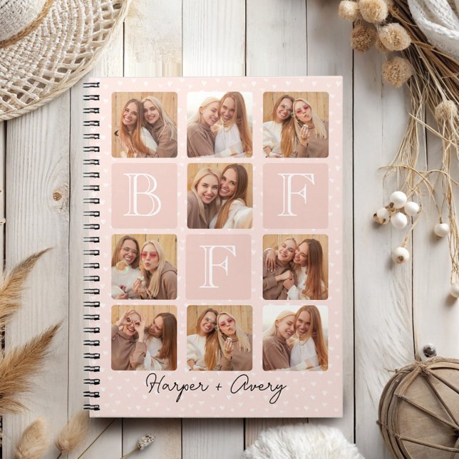Caderno Espiral Colagem de Fotos Personalizada dos Melhores Amigos (Celebrate your unbreakable bond with this "Best Friends Forever" photo notebook! )
