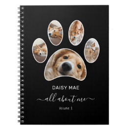 Caderno Espiral Colagem de Fotos Pet Personalizada Nome da Pata Di