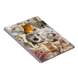Caderno Espiral Colagem de Gatos e Brinquedos