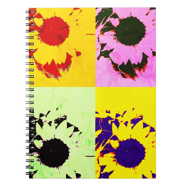 Caderno Espiral Colagem de girassóis (Frente)