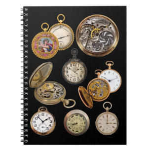 Caderno Espiral Colagem de Objetos Steampunk de Tempo do Pocket Wa