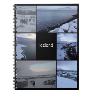 Caderno Espiral Colagem de Paisagem de Inverno da Islândia