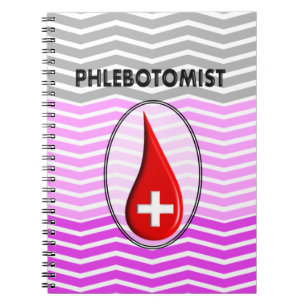 Caderno Espiral Colagem de Sangue Flebotomista de Chevron Rosa