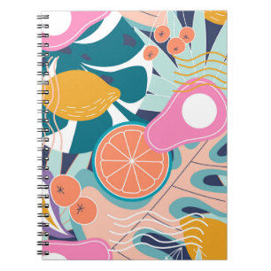 Caderno Espiral Colagem de selva exótica e moderna.