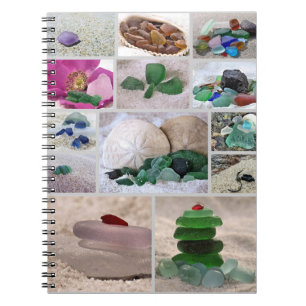 Caderno Espiral Colagem de vidro do mar - notebook