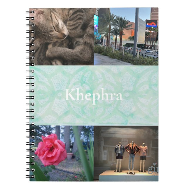 Caderno Espiral Colagem e nome do Pale Jade Batik (Frente)
