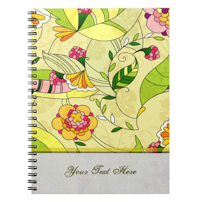 Caderno Espiral Colagem Floral de Abstrato Retro (Frente)