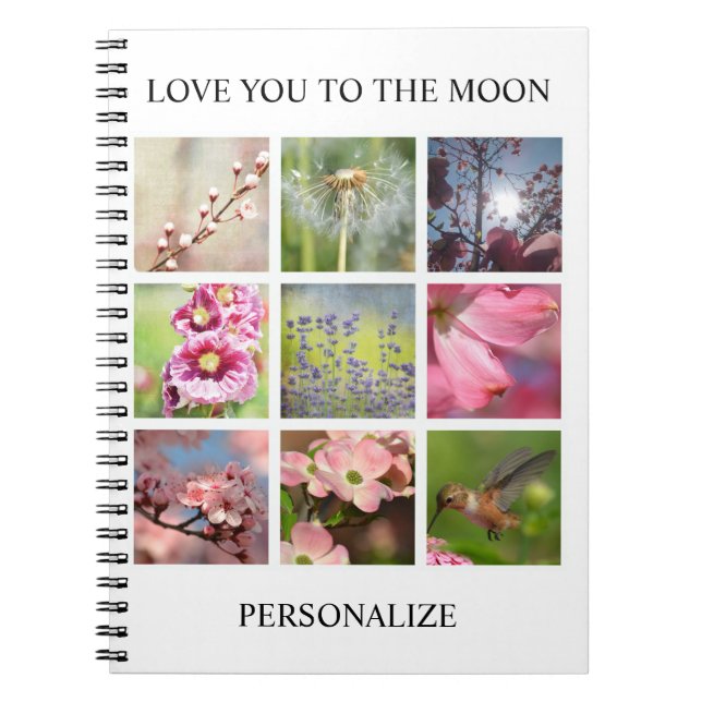 Caderno Espiral Colagem personalizada das fotos com seu texto (Frente)
