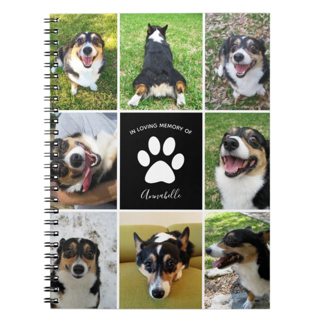Caderno Espiral Colagem Personalizada de Cão 8 Fotográfica Pet Mem (Frente)