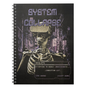 Caderno Espiral Colapso do Sistema - Streetwear Techno-Dystopian
