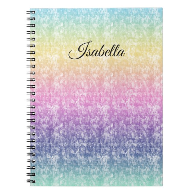 Caderno Espiral Colar o Arco-Íris com o Nome do Script ou o Texto (Frente)