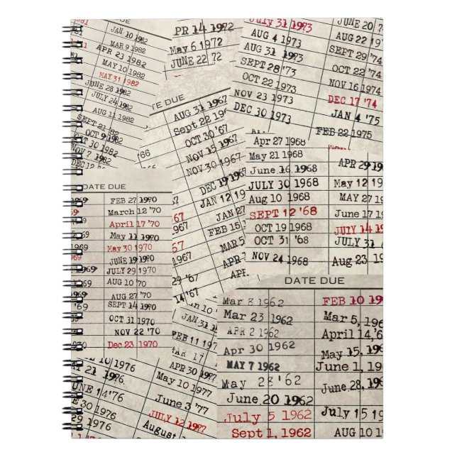 Caderno Espiral Coleção de Cartão de Biblioteca Antigo (Frente)