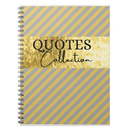 Caderno Espiral coleção de citações cinza e dourado