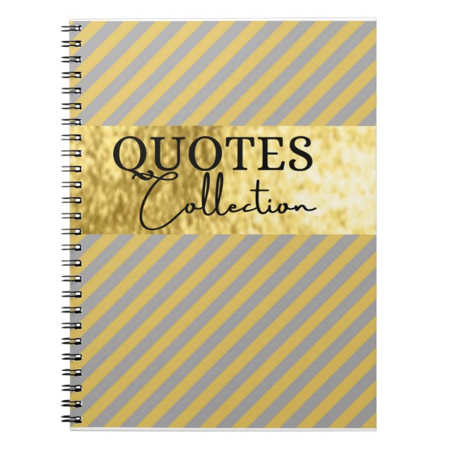 Caderno Espiral coleção de citações cinza e dourado (Frente)