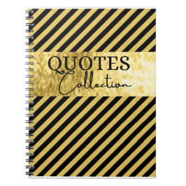 Caderno Espiral coleção de citações preto e dourado